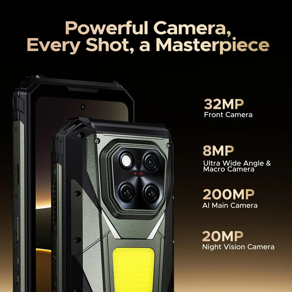DOOGEE V Max Play 5G Rugged Android 15 Phone with 480P HD Portable Autofocus Projector